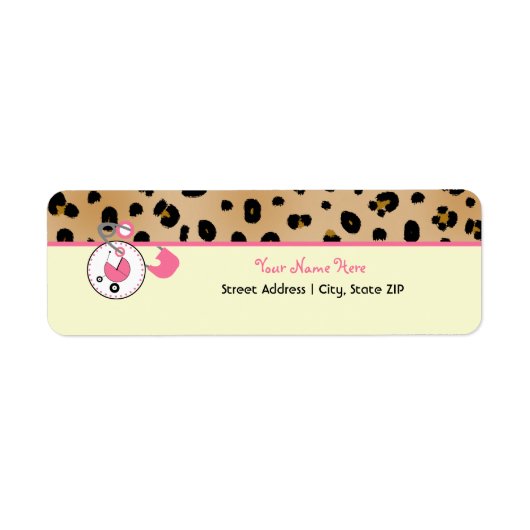 Baby shower Label - Leopard Print & Luier Pin (Voorkant)