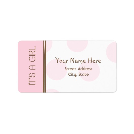 Baby shower Label - Roze & Bruin - Het is een meis (Voorkant)