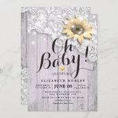 Baby shower Lace Sunflower Barn Wood String Lights Kaart (Voorkant / Achterkant)