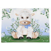 Baby shower Lamb Blue Floral Boy Groot Cadeauzakje (Voorkant)