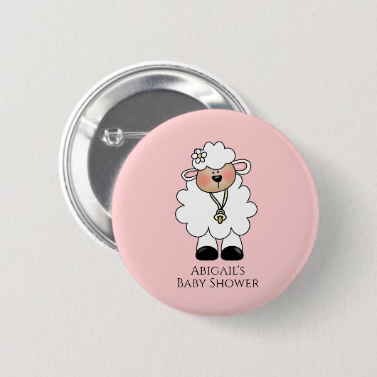 Baby shower lammeren ronde button 5,7 cm (Voorkant /achterkant)