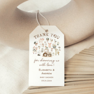 Baby shower landbouwhuisdieren cadeaulabel