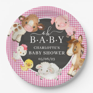 Baby shower landbouwhuisdieren papieren bordje