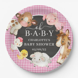 Baby shower landbouwhuisdieren papieren bordje