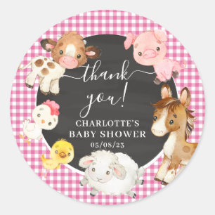 Baby shower landbouwhuisdieren ronde sticker