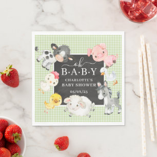 Baby shower landbouwhuisdieren servet