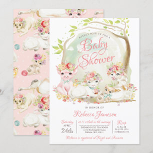Baby shower landdieren kaart