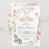 Baby shower lapin, bébé lapin Invitation (Devant / Derrière)