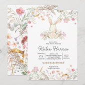 Baby shower lapin, bébé lapin Invitation (Devant / Derrière)
