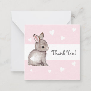 Baby shower lapin de coeur rose Cartes pour notes 