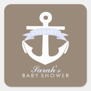 Baby shower lavender Anchor en Ribbon Vierkante Sticker