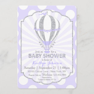 Baby shower lavender Hot Air Ballon Kaart