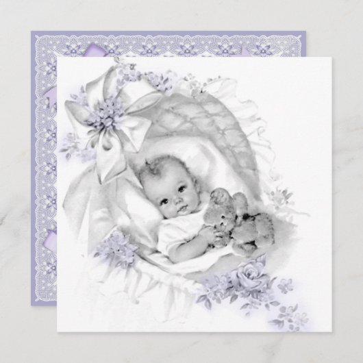 Baby shower lavender kaart (Voorkant / Achterkant)