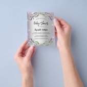 Baby shower lavender Silver Budget Uitnodiging Flyer (Hand)