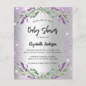 Baby shower lavender Silver Budget Uitnodiging Flyer (Voorkant)