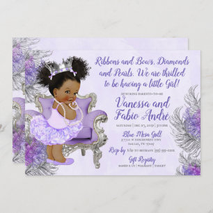 Baby shower Lavender Silver Princess Kaart