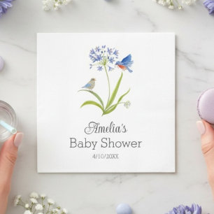 Baby Shower Lelie met Blauwe Vogel Moeder en Baby Servet