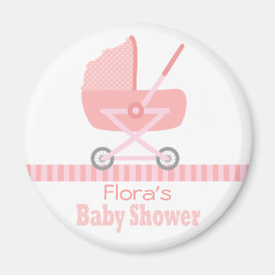 Baby shower: Leuke roze baby kinderwagen / kinderw Magneet