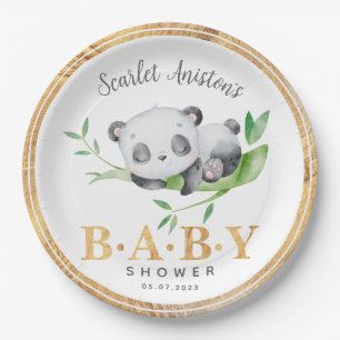 Baby shower Leuke Slapen Panda Groen Papieren Bordje