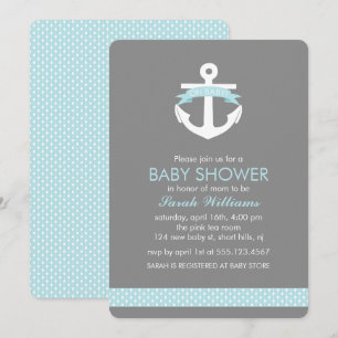 Baby shower lichtblauw anker nicht kaart