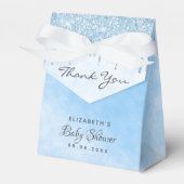Baby shower lichtblauwe glitter drip jongen bedank bedankdoosjes (Voorkant Zijde)