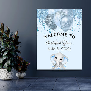 Baby shower lichtblauwe olifantenballonnen perfect poster