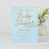 BABY SHOWER Light Bleu & Or Confetti Invitation (Debout devant)