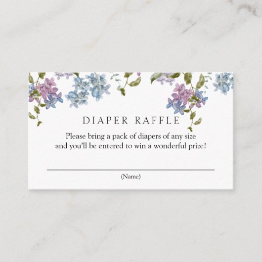Baby shower lila en lavender Diaper Raffle Informatiekaartje (Voorkant)