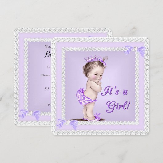  Baby shower Lila Lavender Paars Kaart (Voorkant / Achterkant)