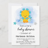 Baby shower Lion Bleu Invitation (Devant)