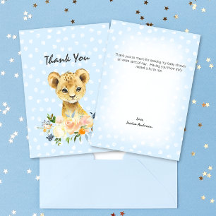 Baby shower Lion Cub Floral Blue Merci