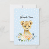 Baby shower Lion Cub Floral Blue Merci (Devant)