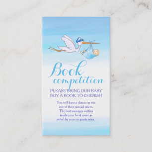 Baby shower livre compétition garçon cigogne carte