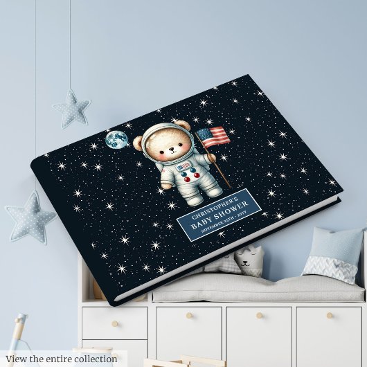 Baby shower Livre d'hôtes Teddy Bear Astronaut Boy