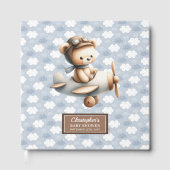 Baby shower Livre d'invité Boy Teddy Bear Pilote B (Recto)