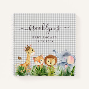 Baby shower Livre d'invité En vichy Jungle