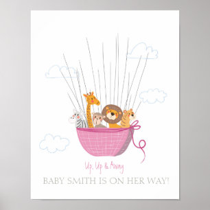 Baby shower livre d'or empreintes safari rose