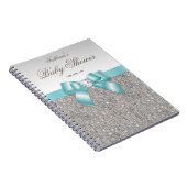 Baby shower Livre d'or Faux Silver Sequins Turquoi (Côté Droit)