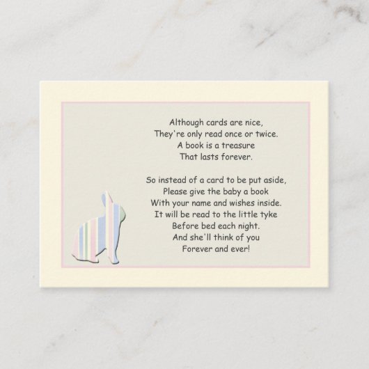 Baby shower Livre Poem Rose Insérer carte (Devant)