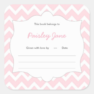 Baby shower livre rose Chevron étiquette plaque de