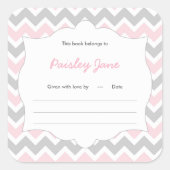 Baby shower livre rose Chevron étiquette plaque de (Devant)