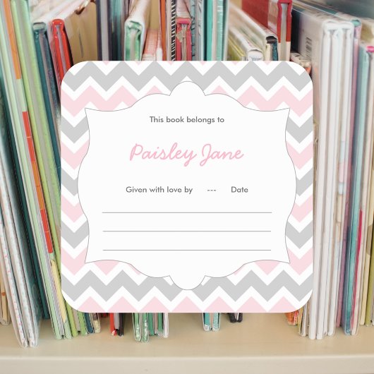 Baby shower livre rose Chevron étiquette plaque de