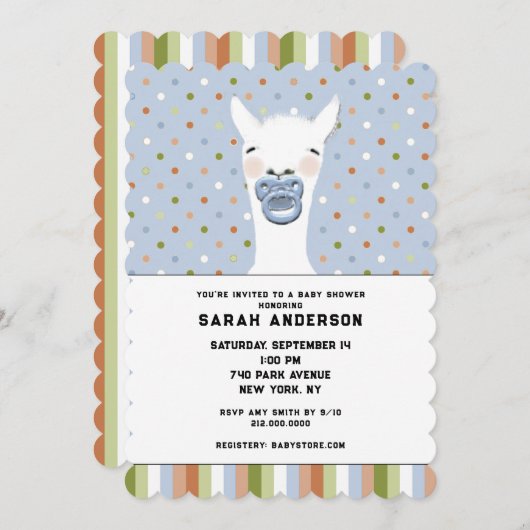 Baby shower Llama Theme Kaart (Voorkant / Achterkant)