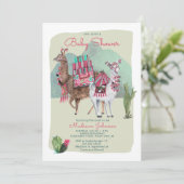 Baby Shower | Llamas & Cactus | Cartes d'invitatio (Debout devant)