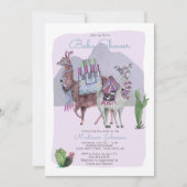 Baby shower | Llamas & Cactus | Invitations Lilac (Devant)
