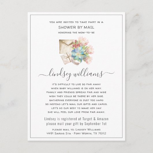 Baby shower longue distance par invitation par cou (Devant)