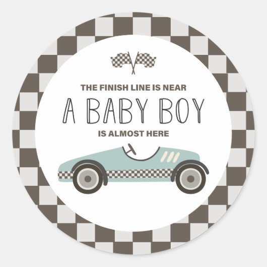 Baby shower  loopauto ronde sticker (Voorkant)