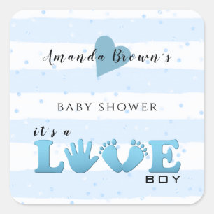 Baby shower Love Baby Boy Vierkante Sticker