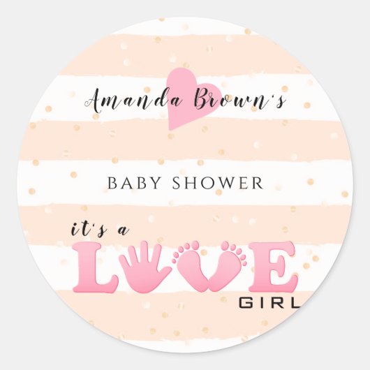 Baby shower Love Baby Girl Ronde Sticker (Voorkant)