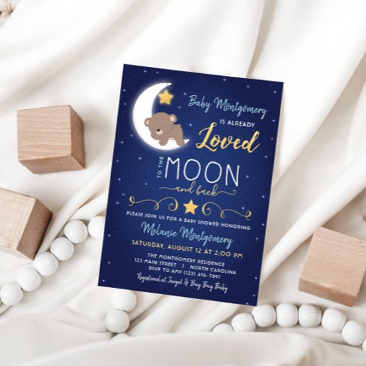 Baby shower Love You The Moon and Back Invitation
